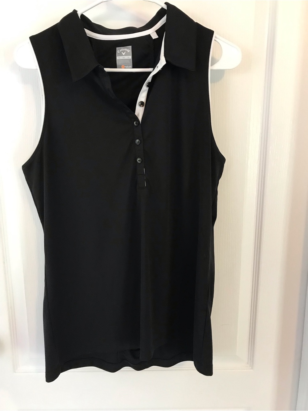 Callaway Black Sleeveless Polo Tank with White Trim Sz XL